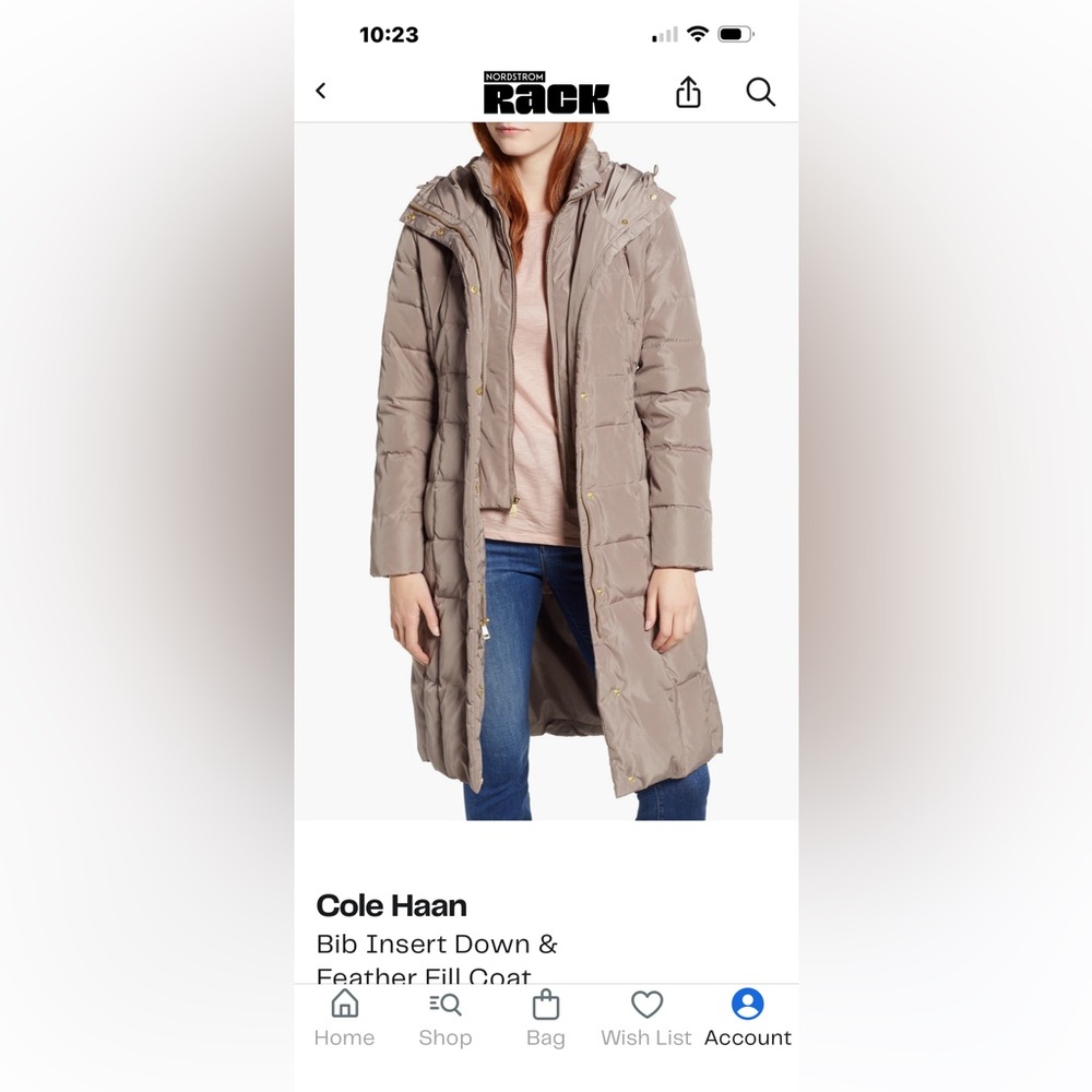 Cole Haan Quilted Puffer Coat in Taupe